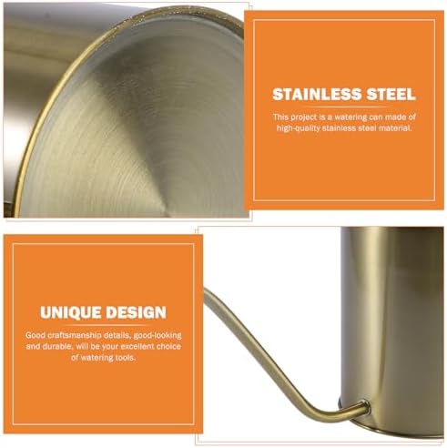 Stainless Steel Watering Can 2000ml Golden Long Spout - Image 3