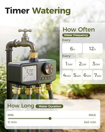 Diivoo 4 Zone Sprinkler Timer with IP68 Waterproof & Large Display - Image 2