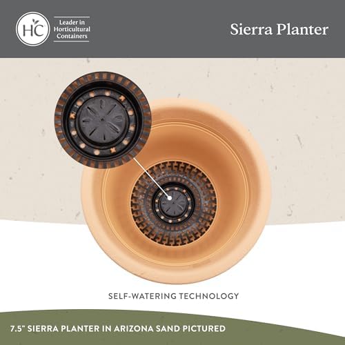 The HC Companies Sierra Round Self-Watering Pot - Lightweight Plastic Planter for Herbs & More - Durable Plant Pots for Indoor Plants & Outdoor Plants (10” Arizona Sand, Pack of 1) - Image 4