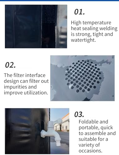 Foldable Rainwater Collection Barrel with Filter and Spigot - Portable Water Tank for Efficient Yard and Lawn Irrigation - Image 4