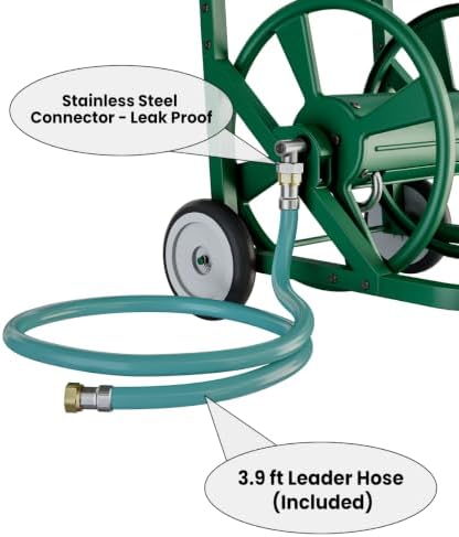 Artigarden Garden Hose Reel Cart with Wheels, Holds 125 ft 5/8" Hose, Green - Image 6
