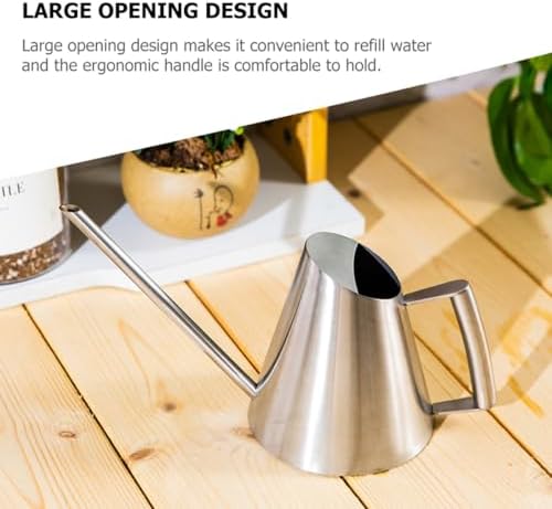 Stainless Steel Watering Can for Indoor Plants Long Spout Metal Pot Ergonomic Handle Large Opening Easy Refill Gardening Tool for Houseplants and Flowers - Image 3