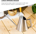 Stainless Steel Watering Can for Indoor Plants Long Spout Metal Pot Ergonomic Handle Large Opening Easy Refill Gardening Tool for Houseplants and Flowers - Image 3