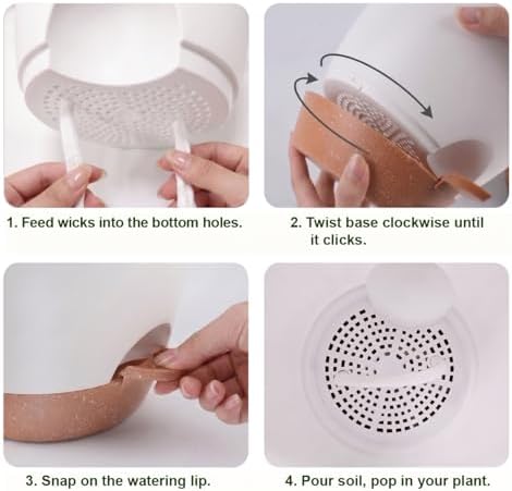 Plant Pots for Indoor 9/8/7/6.5/6/5 Inch, Self Watering Planter Pots with Drainage Holes and Saucers, 6Pcs Plastic Flower Pots for Indoor & Outdoor Plants（White） - Image 6
