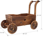 Wooden Wagon Planter with Wheels and Handle, 26.5 Inch, Brown - Image 2