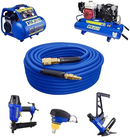 Estwing E1450PVCR 1/4" x 50' PVC / Rubber Hybrid Air Hose with Brass 1/4" NPT Industrial Fitting and Universal Quick Connect Coupler - Image 5