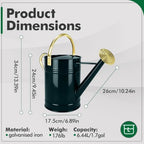 Gold Galvanized Iron Watering Can for Indoor Plants, DIY Watering Cans for House Plant Garden Flower, Long Spout Water Can for Outdoor Watering Plants 6.44L 1.7Gallon (Dark Green) - Image 2