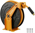 Retractable Air Hose Reel, 3/8" x 50FT EPDM Rubber Air Hose, 300PSI Max, Auto-Rewind & Length-Lock, 1/4" NPT Fitting, Ceiling/Wall Mount Heavy Duty Dual Arm Steel Reel for Workshop/Garage by HoldwellS