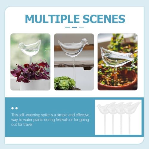 POPETPOP 4pcs Glass Self Watering Globes for Indoor Plants Creative Decorative Plant Waterer with Day Drip Irrigation Automatic Self-Watering Device for Home Garden and Travel - Image 4