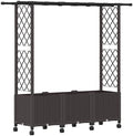 Raised Garden Bed with Trellis Roof Wheels Brown 64in by Unknown