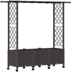 Raised Garden Bed with Trellis Roof Wheels Brown 64in by Unknown