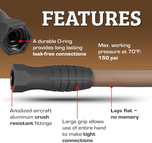 Flexzilla Colors SwivelGrip Garden Hose 5/8 in. x 100 ft., Lightweight All-Weather Water Hose, Durable and Flexible, Leak-Free Connections, Brown Mulch - Image 4