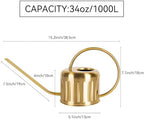 34oz/1L Stainless Steel Watering Can, Rust-Proof Indoor/Outdoor Watering Can for House Plants, Long Spout Water Can for Succulent Bonsai Garden Flowers (Gold Color) - Image 7