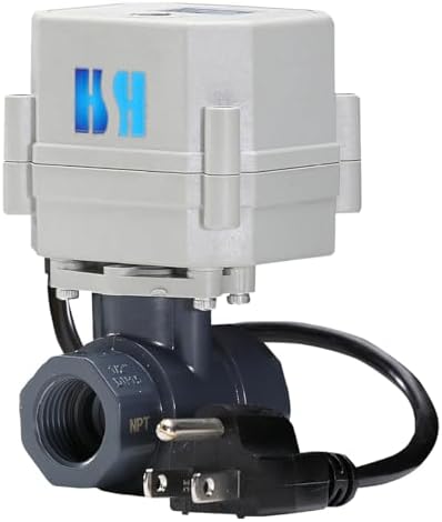 1/2" 3/4" 1" 110-230VAC Normally Closed/Open CF8/Stainless Steel 304 Motorized Electrical Ball Valve With U.S. Plug (1/2 inch Plastic, Normally Closed) by HSH-Flo
