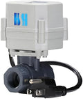 1/2" 3/4" 1" 110-230VAC Normally Closed/Open CF8/Stainless Steel 304 Motorized Electrical Ball Valve With U.S. Plug (1/2 inch Plastic, Normally Closed) by HSH-Flo