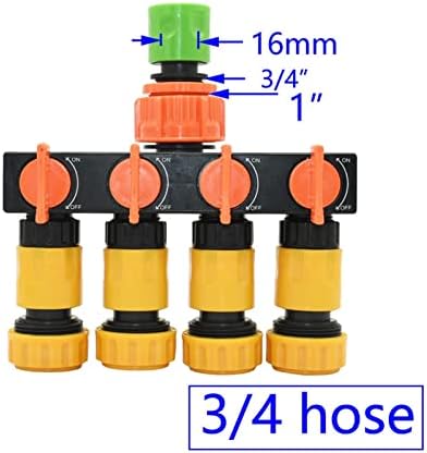 Utility Connector Adapter Hose Connector Adapter Female 1/2" 3/4" 1" Turn 1/2 3/4 Hose 4 Way Garden Faucet Hose Manifold 16Mm 20Mm Shunt Four-Outlet Irrigation Valve/Yellow - Image 2