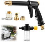 High Pressure Hose Nozzle, Pressure Washer Gun, Heavy Duty Adjustable Twist Hose Nozzle Jet Sweeper Nozzle for 3/4" Garden Hose, 4 Spray Modes for Car Yard Patio Pets Washing (D) by Unknown