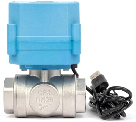 U.S. Solid 3/4 inch NPT WiFi Smart Motorized Ball Valve, NSF Certified Stainless Steel 3-Way 4-Position Electric Valve for Drinking Water, HVAC, Solar Bypass; USB Powered with LED Flow Window - Image 5