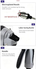 Handheld Water Hose Nozzle with Stainless Steel Long Wand - Image 5
