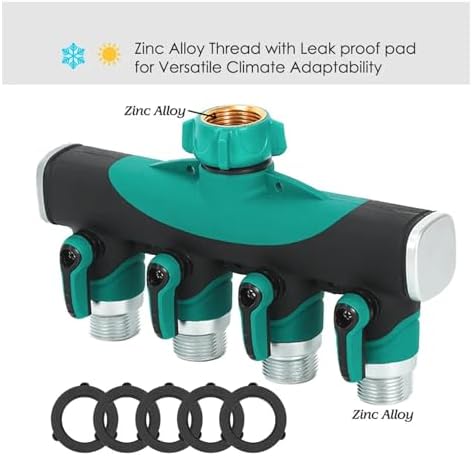 Heavy Duty Metal 4 Way 3/4'' Thread Faucet Splitters with Shut Off Valves for Garden Hose Adapter Outdoor Water Tap Connectors(NPT-1PCS) - Image 3