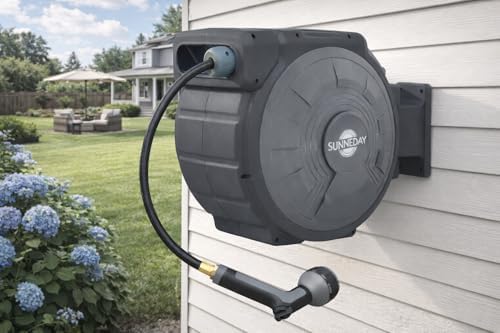 Sunneday TW-75S 75ft Retractable Hose Reel | Automatic Retractable w/Wall Mount | Easy to Assemble Reel w/Flexible Swivel Mount (75FT 1/2) - Image 3