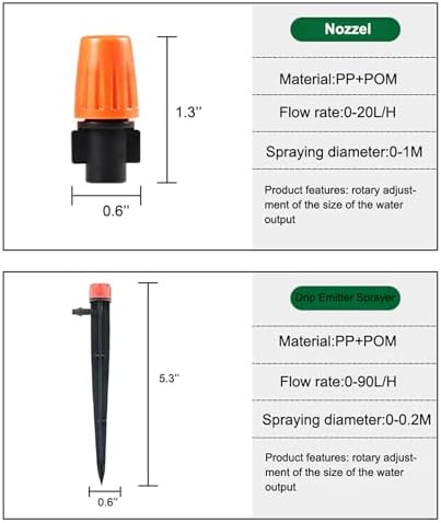 Drip Irrigation Kit,116FT DIY Premium Automatic Garden Watering Sprinkler System for Lawn Raised Bed Greenhouse Plant with 1/4'' and 1/2'' Tubing,Drip Emitters,Nozzels,Connectors Barbed Fittings - Image 7