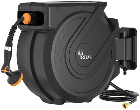Retractable Garden Hose Reel 1/2 in x100 ft, Wall Mounted Hose Reel by Garden