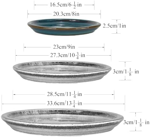 W&W Ceramic Plant Saucer - Plant Trays for Indoor Pots (Teal, 8 inches, 2 Packs) - Image 3