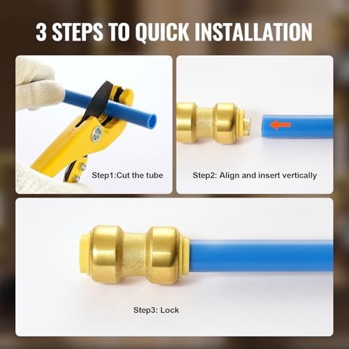 VEVOR Brass Pipe Fittings Push-Fit,Straight-Through,3/4" 12PCS - Image 4