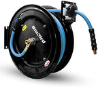 BLUBIRD BBR1250 20ga. Retractable Hose Reel with 1/2" X 50' Air Hose, 12 Point Ratcheting Gear, Next-Gen Rubber, Lightest, Strongest, Most Flexible, 300 PSI, 50F to 190F Degrees, Polyester Braided by BLUBIRD