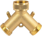 2-Way Garden Hose Splitter, Brass, Y Design, 2 Valves by Unknown
