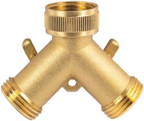 2-Way Garden Hose Splitter, Brass, Y Design, 2 Valves by Unknown