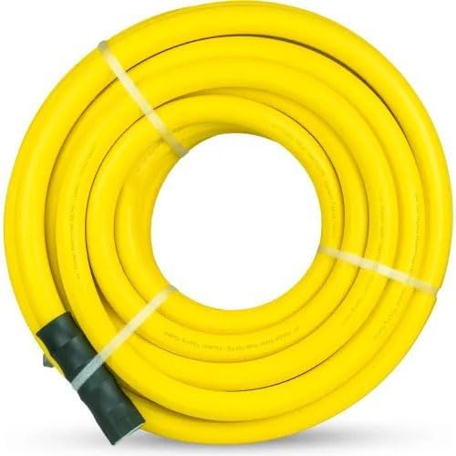 3/4 Inch x 100 Foot Premium Rubber Water Hose, Heavy-Duty Flexible Garden and Utility Hose, High-Visibility Yellow, 450 PSI Working Pressure, 360° Swivel Grip by Unknown