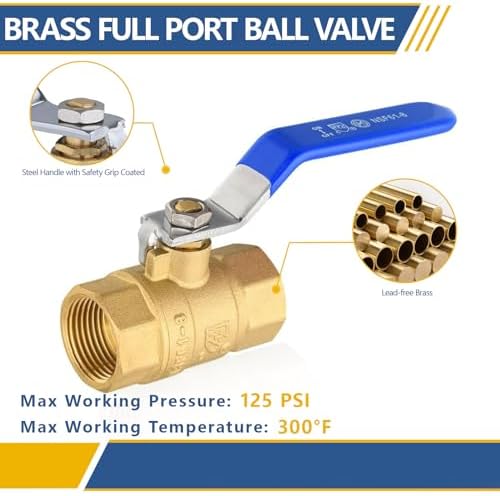 10PCS GUOFIS 3/4" Full Port Brass FIP Ball Valve,600 WOG Valve,Blue Handle - Image 6