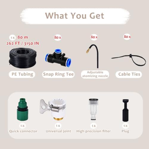 Industrial Sprinkler System Kit, 360° Adjustable Nozzles Spray Fogging System for Factory Workshop Cooling, Dust Control & Disinfection - Image 3
