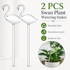 CATPAN 2 PCS Glass Swan Plant Watering Stakes, Self Watering Globes for Indoor Plants, 26 cm Automatic Watering Spikes for Houseplants, Succulents, Herbs and Flowers - Image 4
