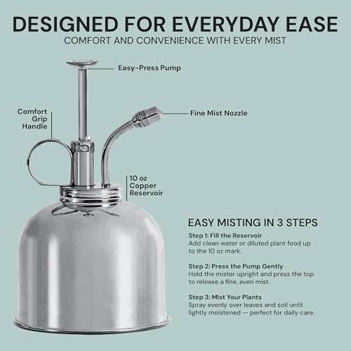 Sustainable Village Watering Can Indoor Plants - Nickel Plant Mister - Stylish and Rust Resistant Watering Cans for Healthy Hydration - Prevents Overwatering - Image 5
