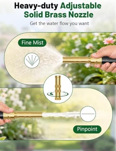SPECILITE 50ft 304 Stainless Steel Garden Water Hose with Brass Nozzle - Image 3
