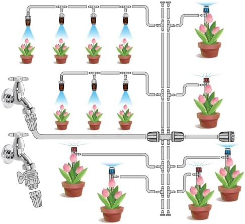 Drip Irrigation System, Upgrade 174FT Quick Connector Garden Watering System Kit for Lawn Patio Raised Bed Greenhouse, Automatic Irrigation Equipment with 1/2''&1/4" Tubing,Drip Emitters,Connectors - Image 7