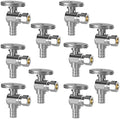 Hourleey 10 Pack Angle Stop Valve, Water Shut Off Valve 1/2" PEX x 3/8" OD Compression, Quarter Turn Chrome Plated Brass Valve by Hourleey
