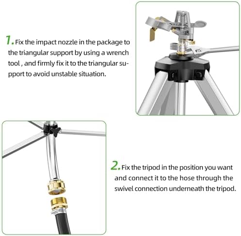 SPECILITE Brass Impact Sprinkler on Tripod Base, Waters up to 90ft, 50 inch - Image 6