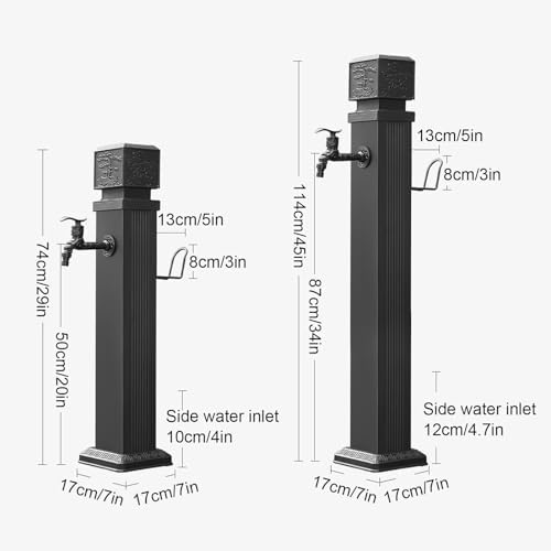 Full Copper Garden Water Column,Frost Free Spigot Unique Carving,Outdoor Hose Extender Garden Watering Tool,Garden Tub Faucet With Hose Holder Freestanding,for Garden Irrigation/Car Wash/Watering Flow - Image 2