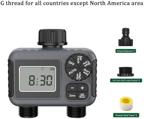 1pc 2-Zone Sprinkler Timer Programmable Garden Hose Timer Water-Saving Irrigation Controller for Lawn Yard Drip Systems IPX5(G Thread) - Image 2