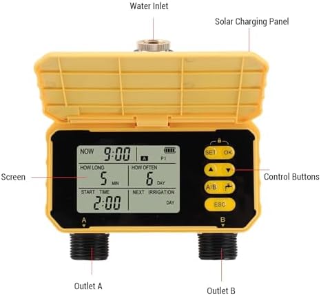 Solar Sprinkler Timer, Dual Outlet Adjustable Design - Image 3