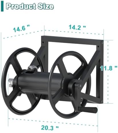 Artigarden Garden Hose Reel Wall Mounted, Outdoor Water Hose Holder Black - Image 2