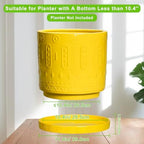 Eightpot Plant Drip Trays, 11.4 Inch Plant Saucers for Indoors, Ceramic Plant Saucers for Outdoors, Round Plants Plates to Catch Water, Boho Decorative Plants Dishes to Catch Water, Yellow - Image 2