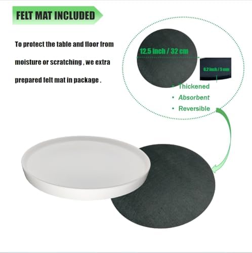 Yukfona Ceramic Plant Saucer Tray 1 Pcs 12 Inch White, 12.5" OD x11.9 ID x1.6 Deep| Fits Flower pots Bottom≤ 11.9", Heavy Duty Glazed Round Planter Drip with Catch Basin for Indoor Outdoor Plants - Image 3