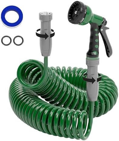 SPECILITE 3/8" Lightweight Coil Garden Hose 50 FT, EVA Flexible Water Hose by SPECILITE