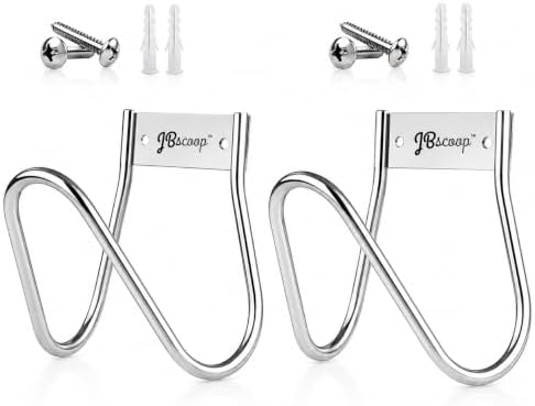 JBscoop Garden Hose Holder Stainless Steel Small Wall Mount Garden Hose Hook, Ideal for Water, Air, Hydraulic Hose, Ropes, Extension Cords Heavy Duty & Rust Proof Set of 2 by JBscoop