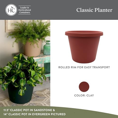 The HC Companies Classic Round Planter Pot, 17 Inch, Clay, 2-Pack - Image 2